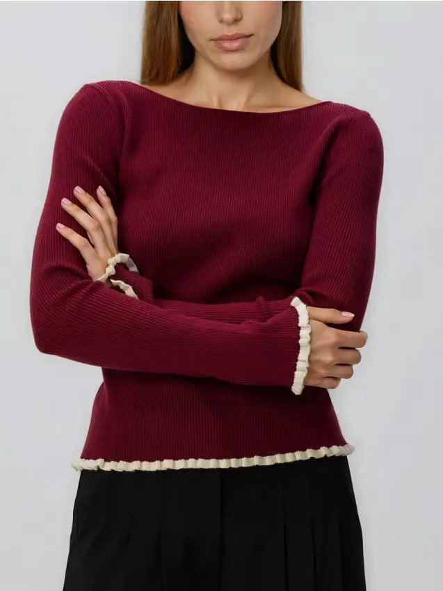 Maglione con balze sulle spalle - maroon
