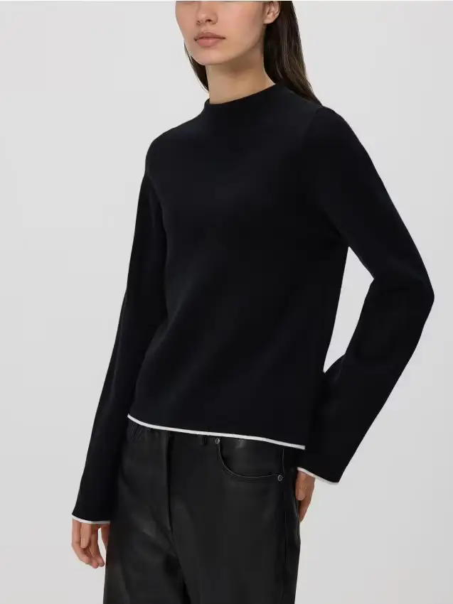 Maglione con bordino a contrasto - nero