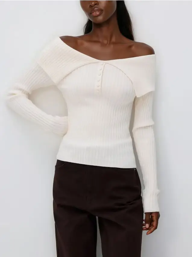 Maglione con colletto a risvolto - nude