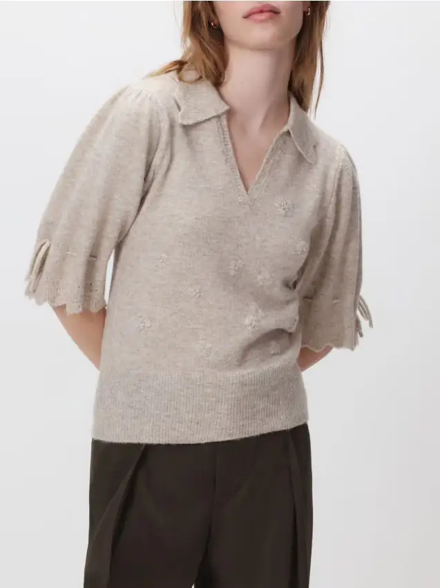 Maglione con colletto - beige