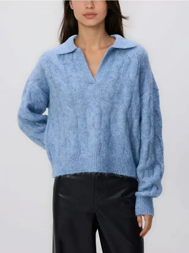 Maglione con colletto - blu pallido