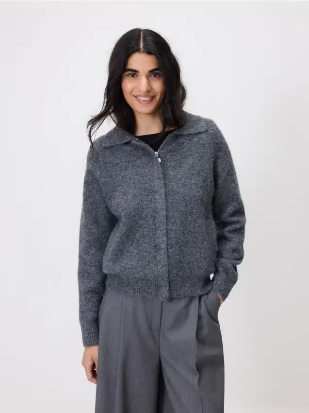 Maglione con colletto - grigio scuro
