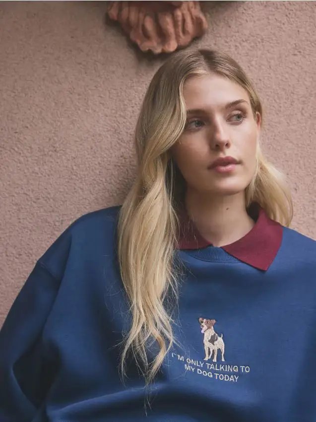 Maglione con colletto polo - maroon