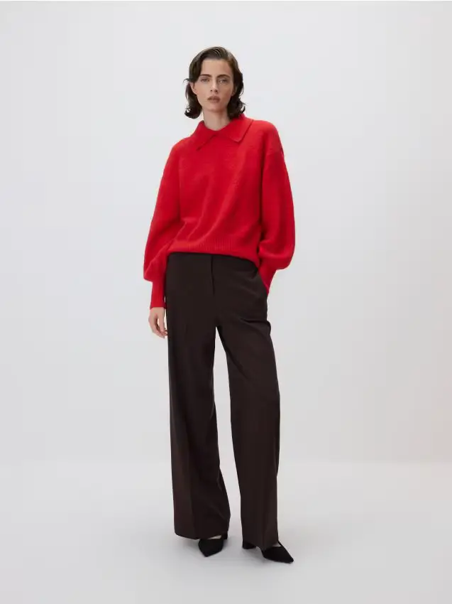 Maglione con colletto - rosso