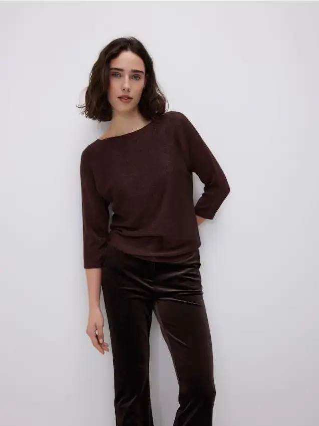 Maglione con filo metallico - marrone