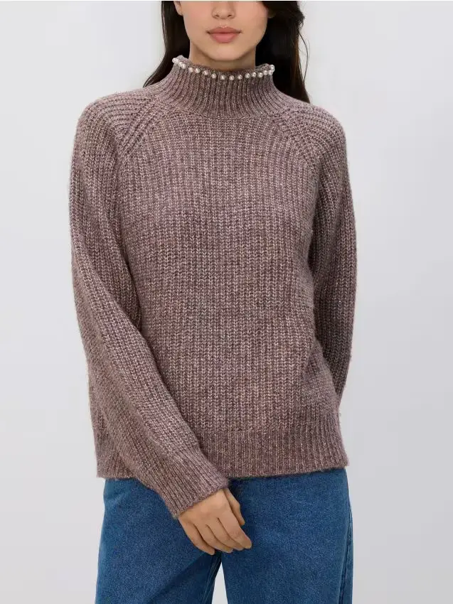 Maglione con filo metallizzato - malva