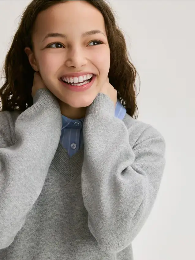 Maglione con finta camicia - grigio chiaro