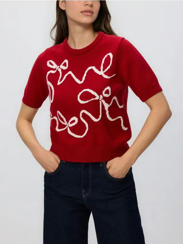 Maglione con fiocchi - rosso