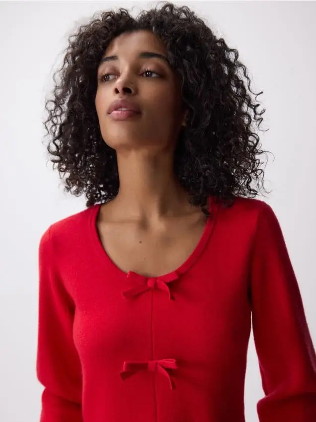 Maglione con fiocchi - rosso