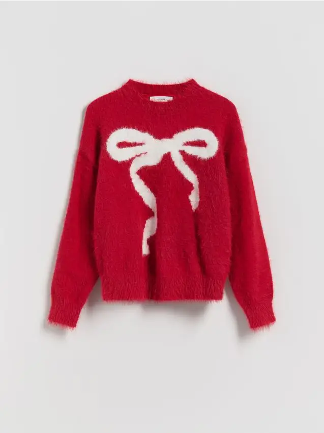 Maglione con fiocco - rosso