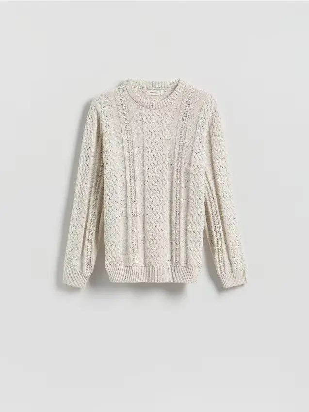 Maglione con maglia decorativa - panna