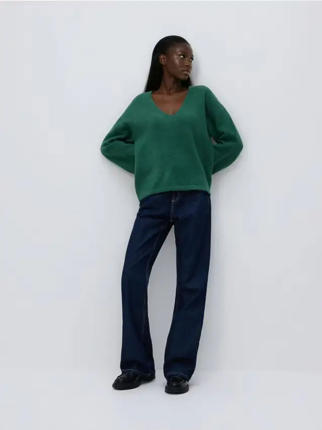 Maglione con manica ampia - verde petrolio