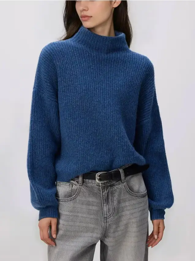 Maglione con maniche a palloncino - blu scuro