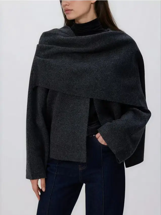 Maglione con mantella - grigio scuro