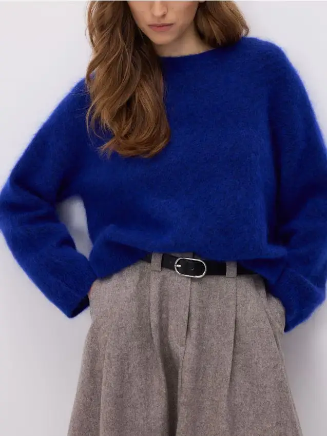 Maglione con mohair e misto lana - indaco