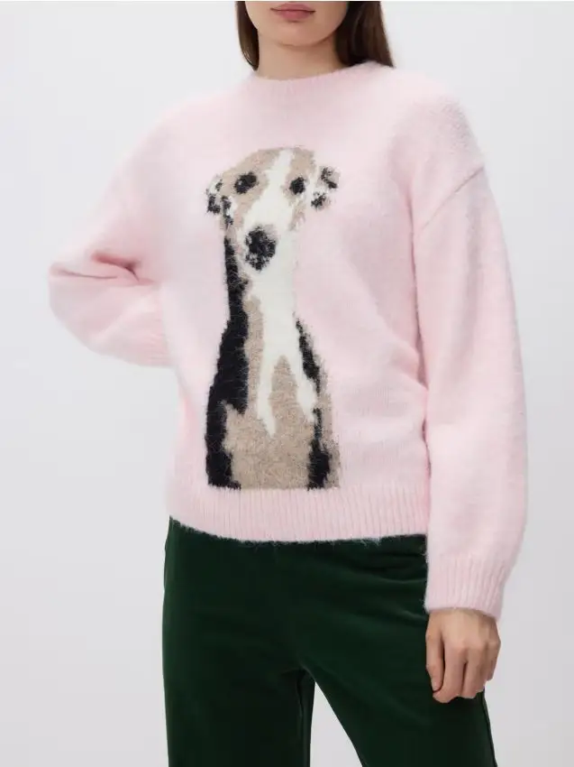 Maglione con motivo jacquard - rosa pastello