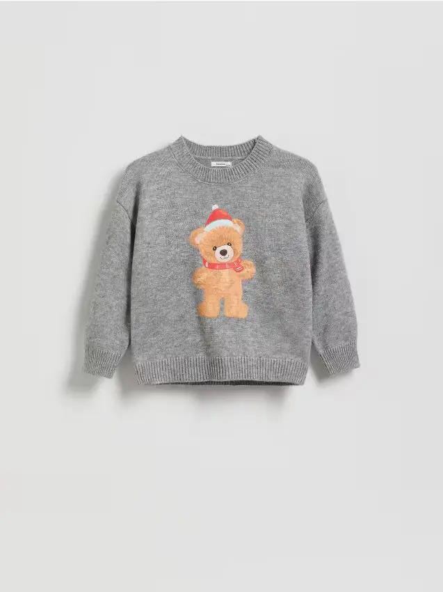Maglione con motivo orso - grigio chiaro