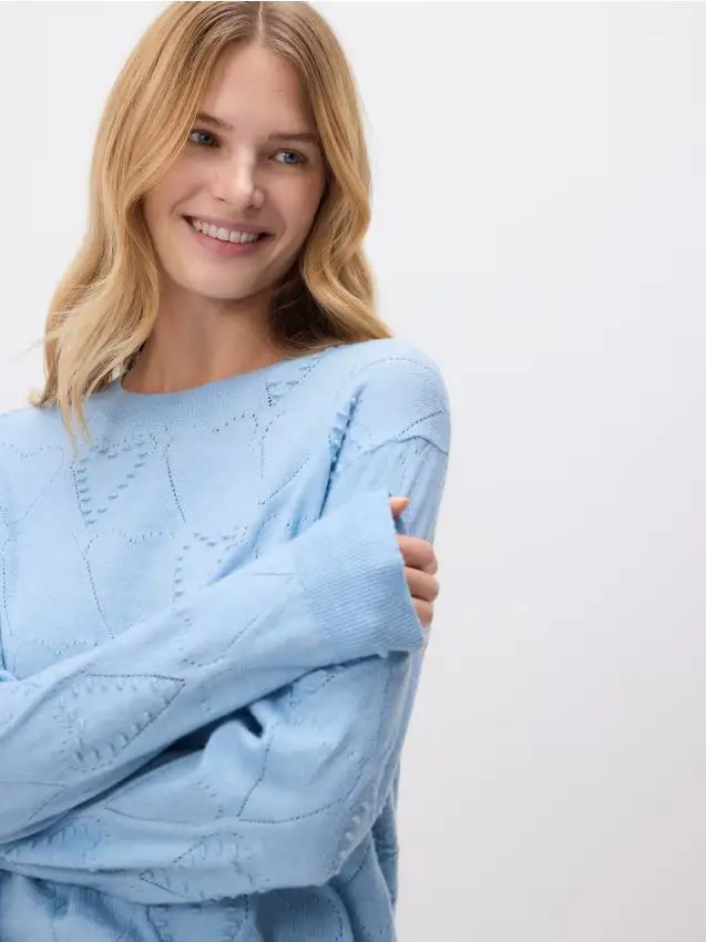 Maglione con motivo strutturato - blu pallido