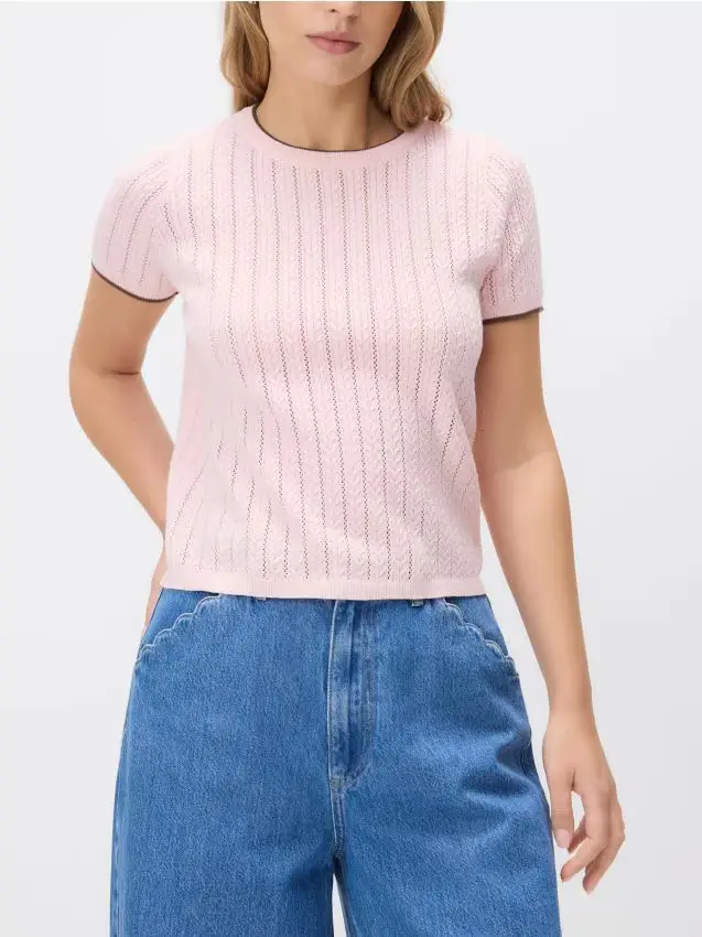 Maglione con motivo traforato - rosa