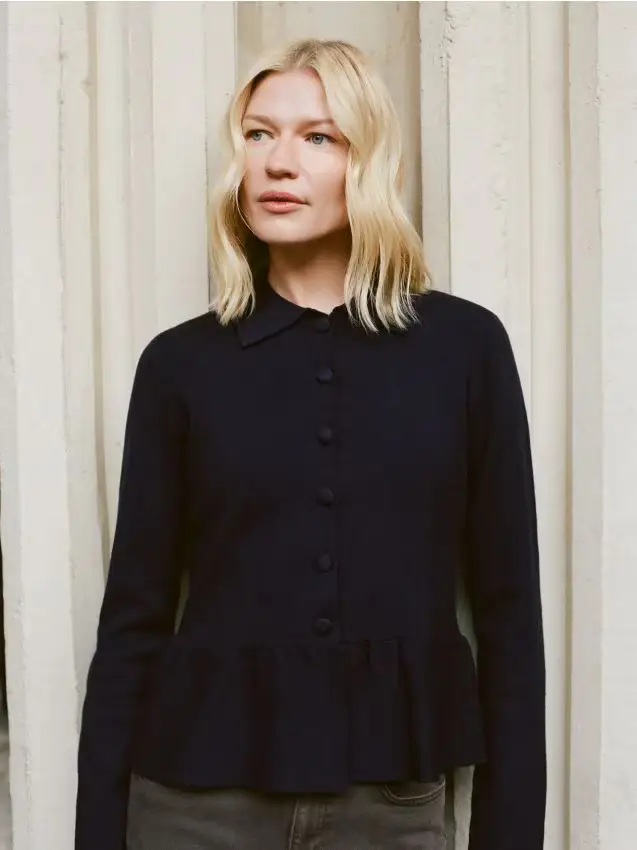 Maglione con peplo - blu scuro