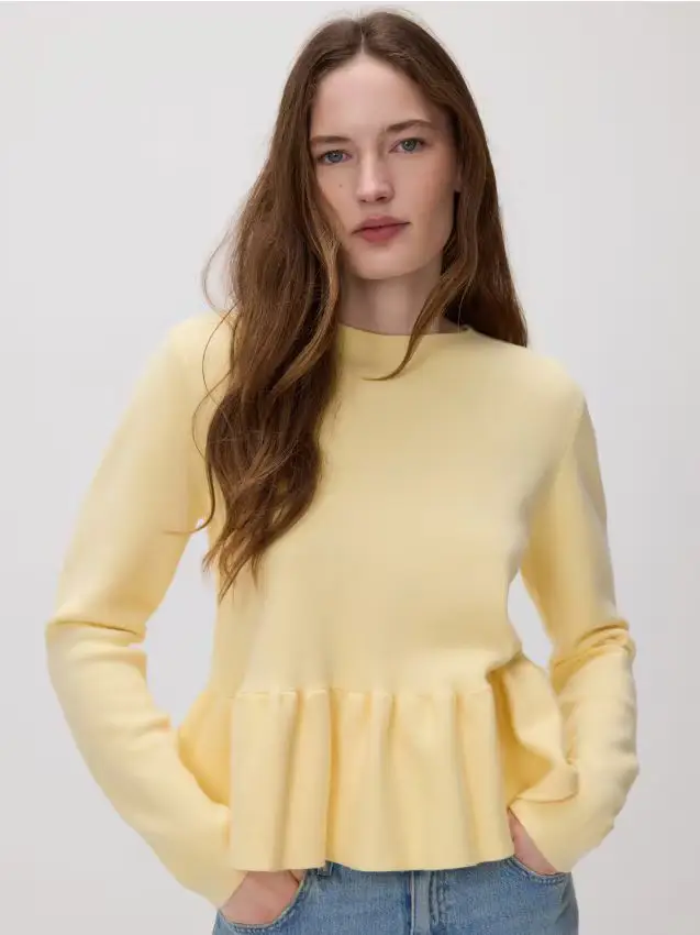 Maglione con peplo - giallo chiaro