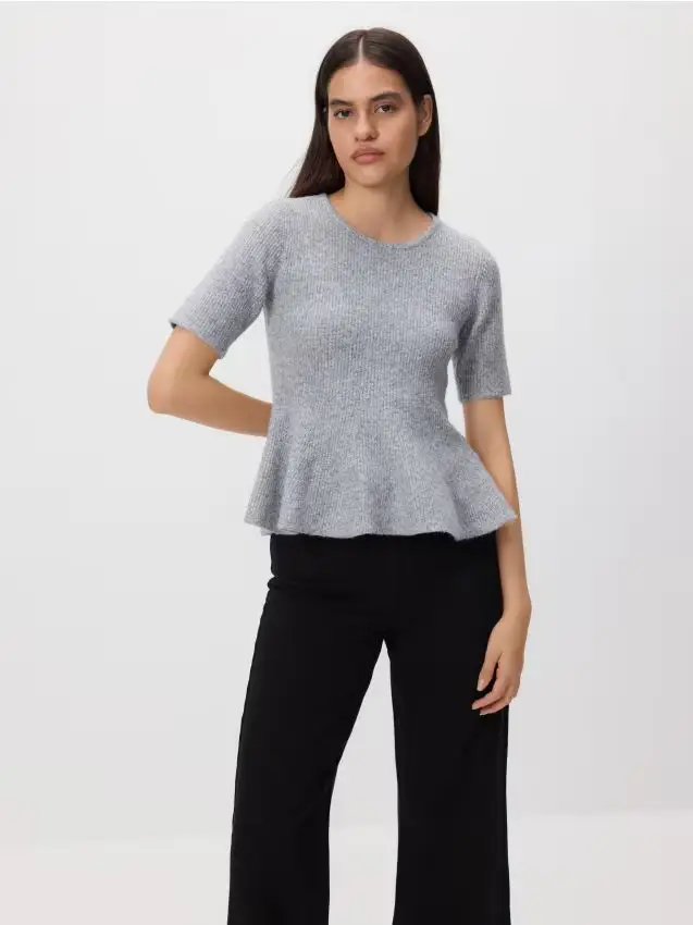 Maglione con peplo - grigio medio