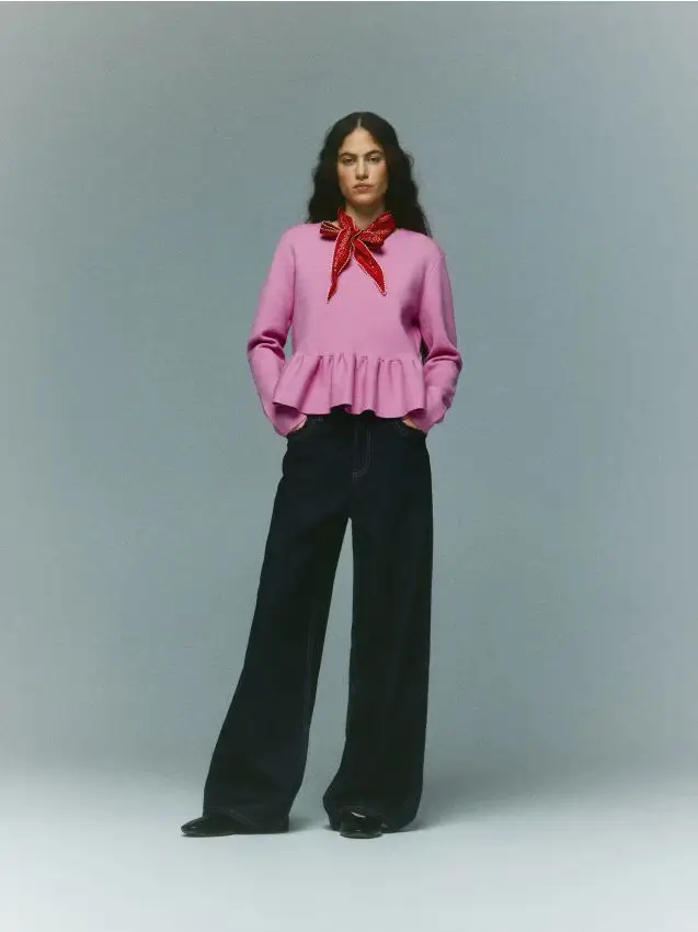 Maglione con peplo - rosa