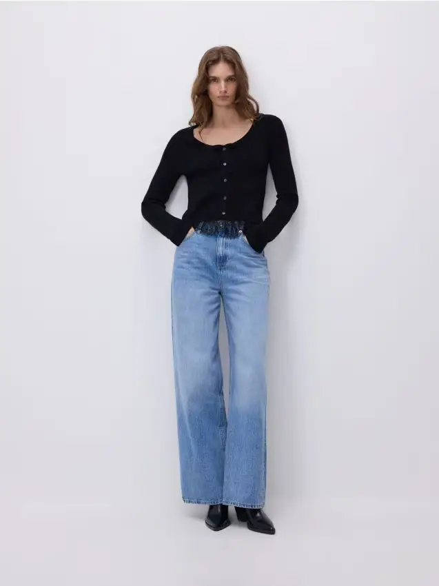 Maglione con pizzo - nero