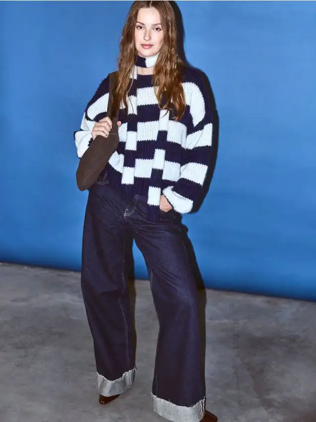 Maglione con sciarpa - blu scuro