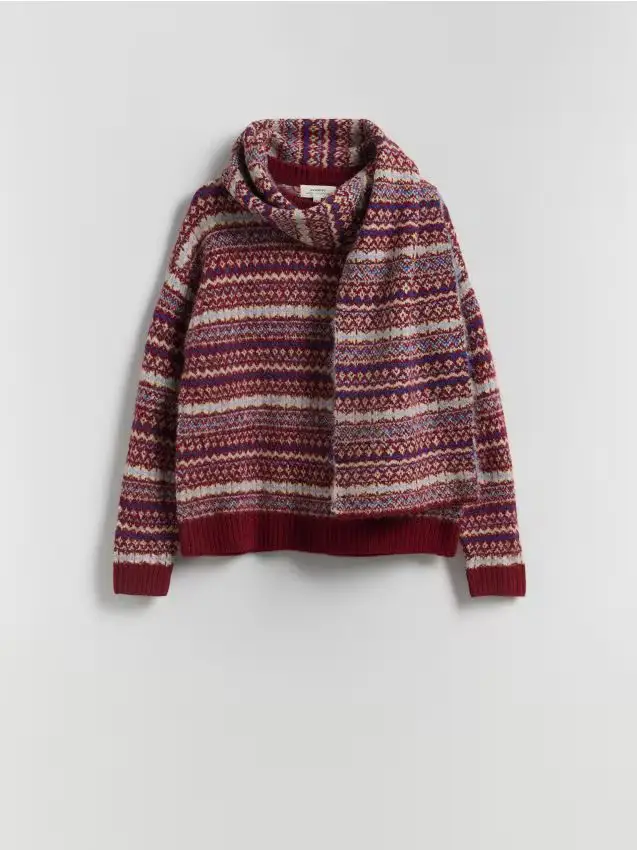 Maglione con sciarpa - multicolore