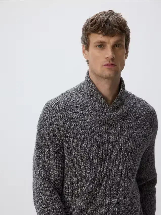 Maglione con scollo a V - grigio scuro