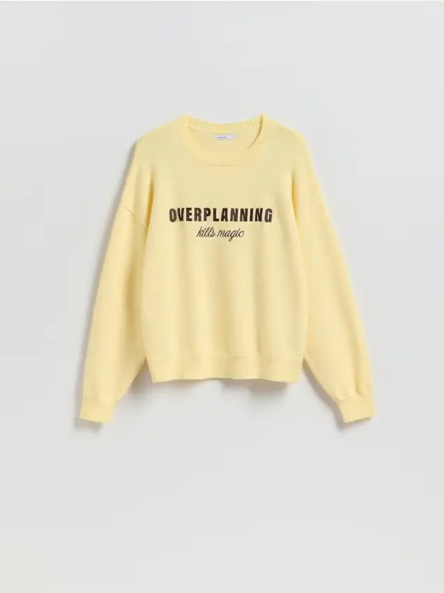 Maglione con scritta ricamata - giallo chiaro