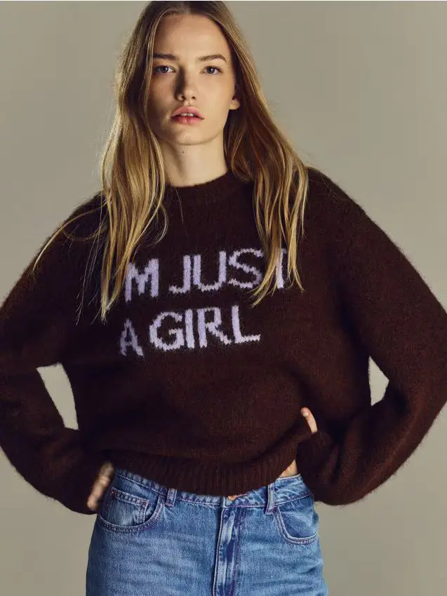 Maglione con slogan - marrone