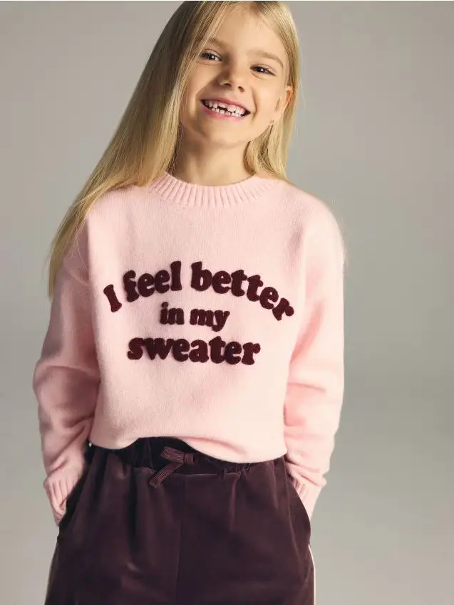 Maglione con slogan - rosa pastello