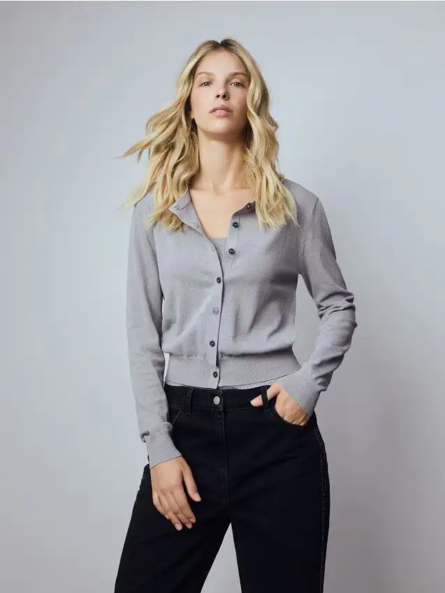 Maglione con top lavorato a maglia - grigio chiaro