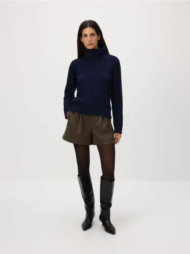 Maglione con trecce - blu scuro