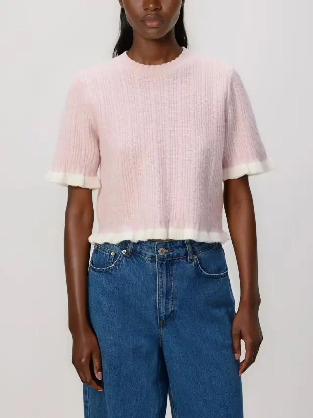 Maglione con trecce - rosa pastello