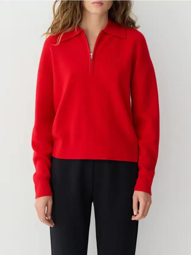 Maglione di lana con colletto - rosso