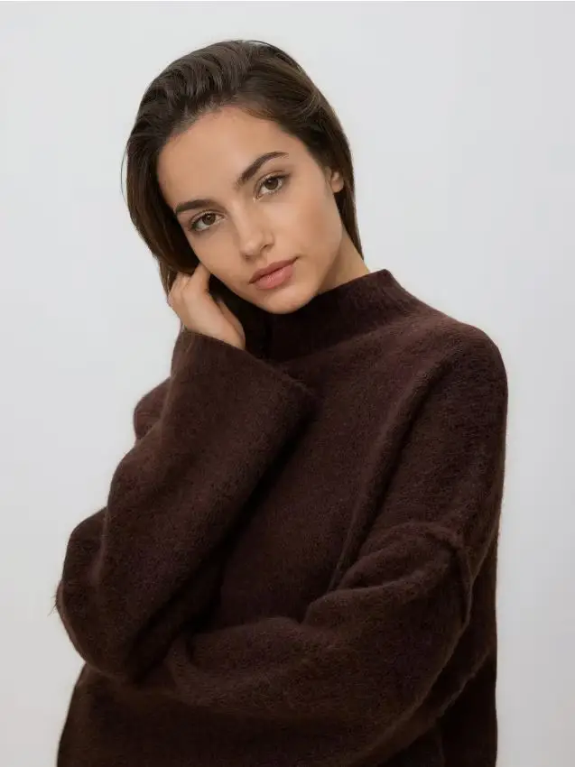 Maglione dolcevita - marrone scuro