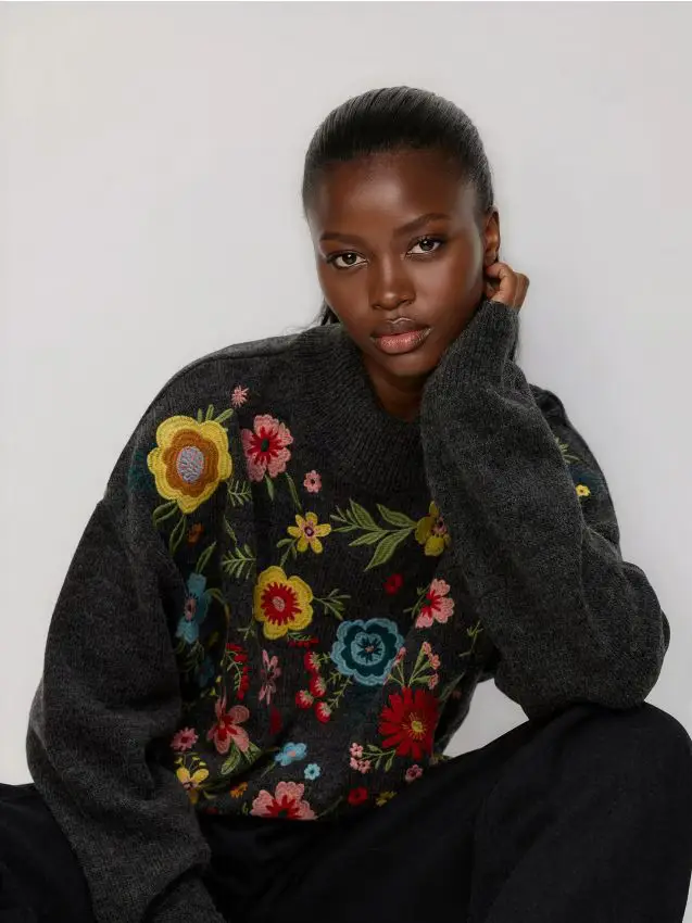 Maglione fantasia - grigio scuro