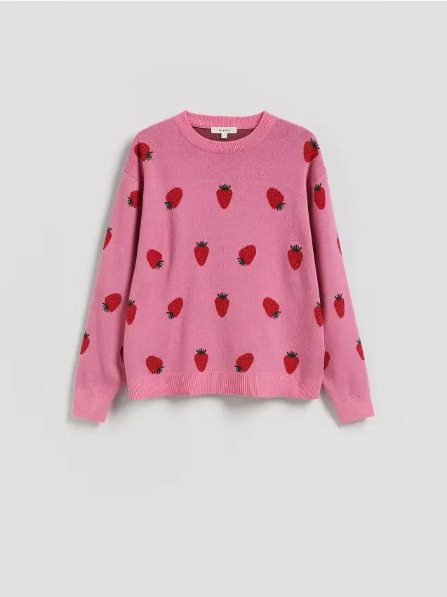 Maglione fantasia in cotone - rosa