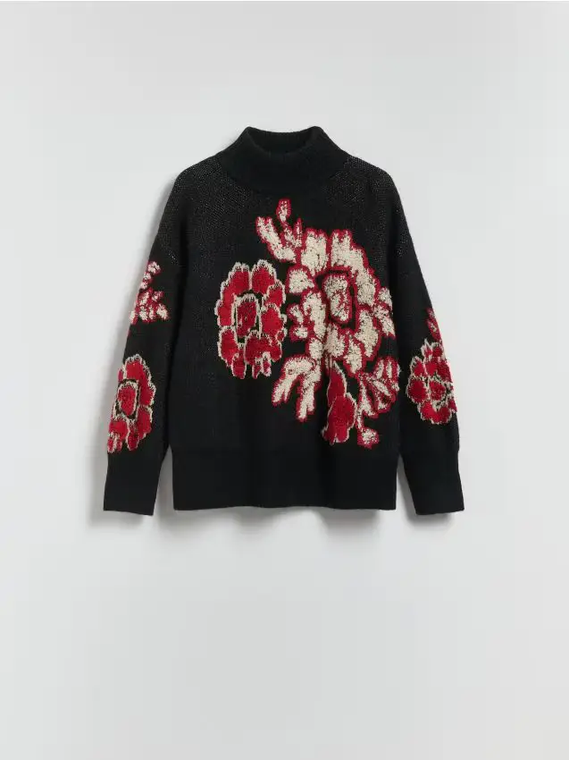 Maglione fantasia in misto lana - nero