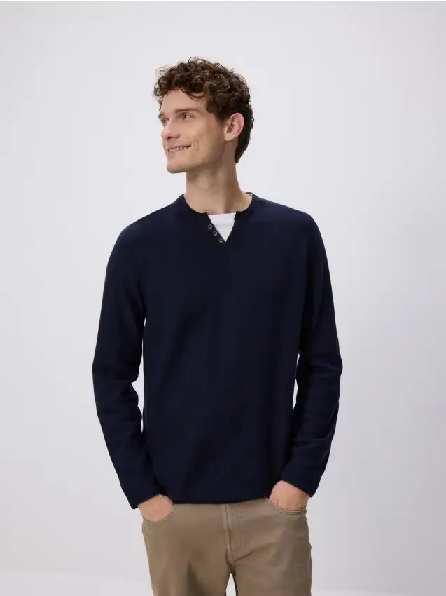 Maglione henley - blu scuro