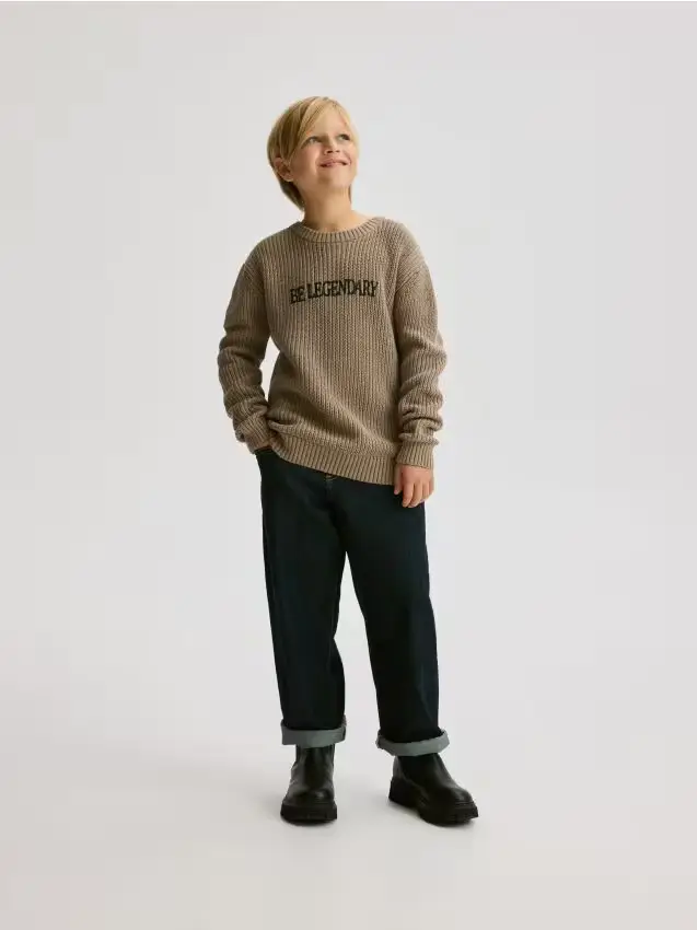 Maglione in cotone con stampa - beige