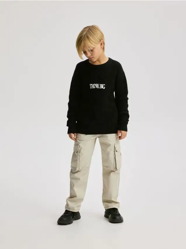 Maglione in cotone con stampa - nero