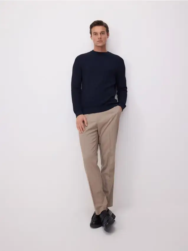 Maglione in jersey di cotone strutturato - blu scuro