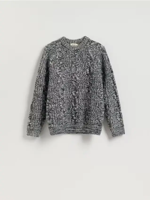 Maglione in lana con lavorazione a trecce - multicolore