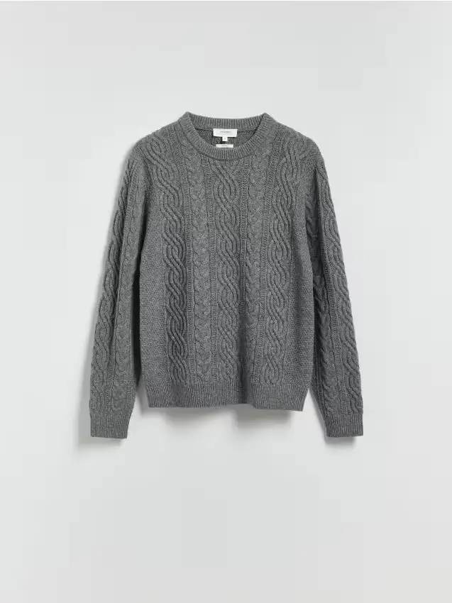 Maglione in lana intrecciato - grigio scuro