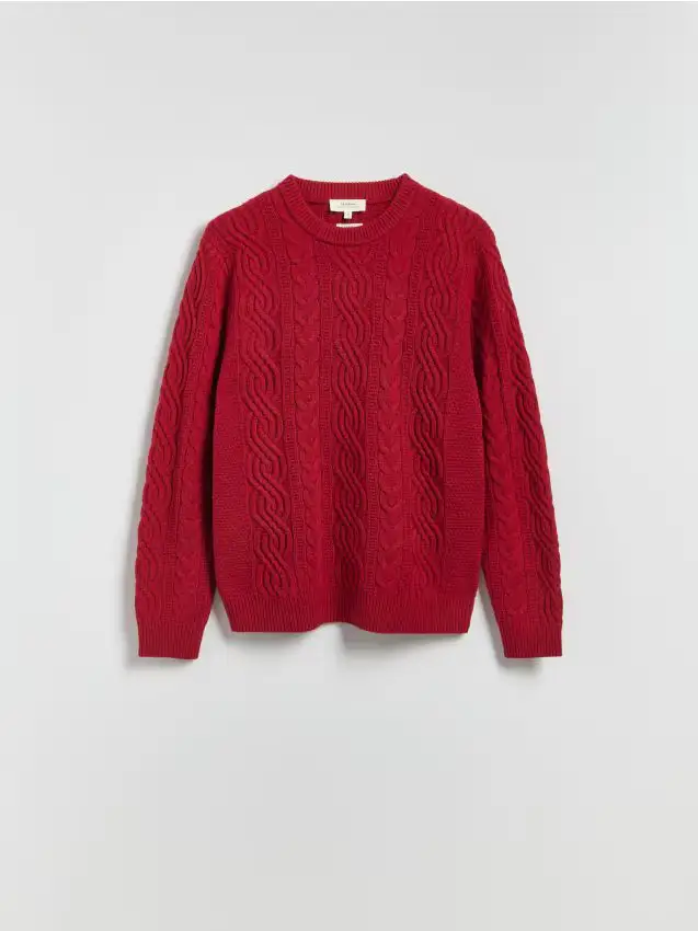 Maglione in lana intrecciato - rosso