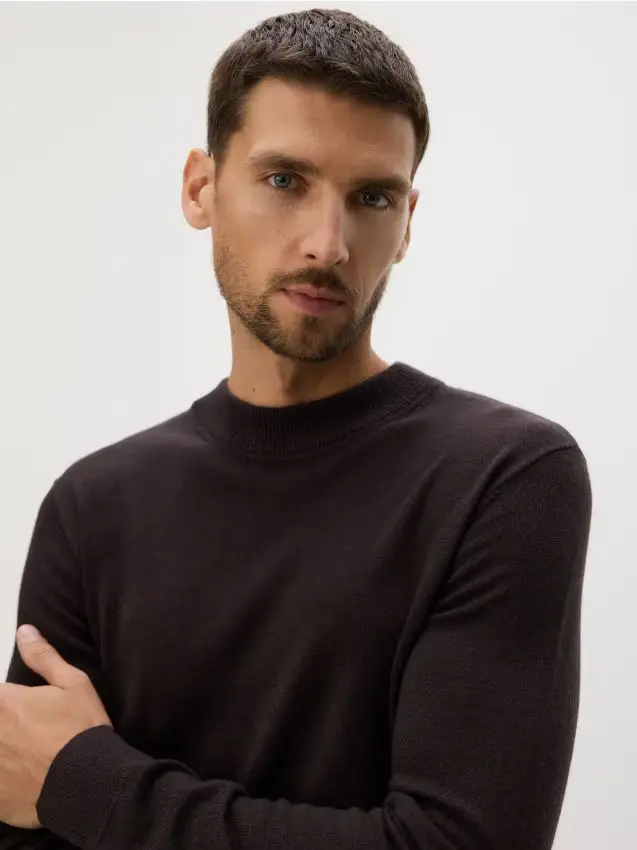 Maglione in lana merino - marrone scuro